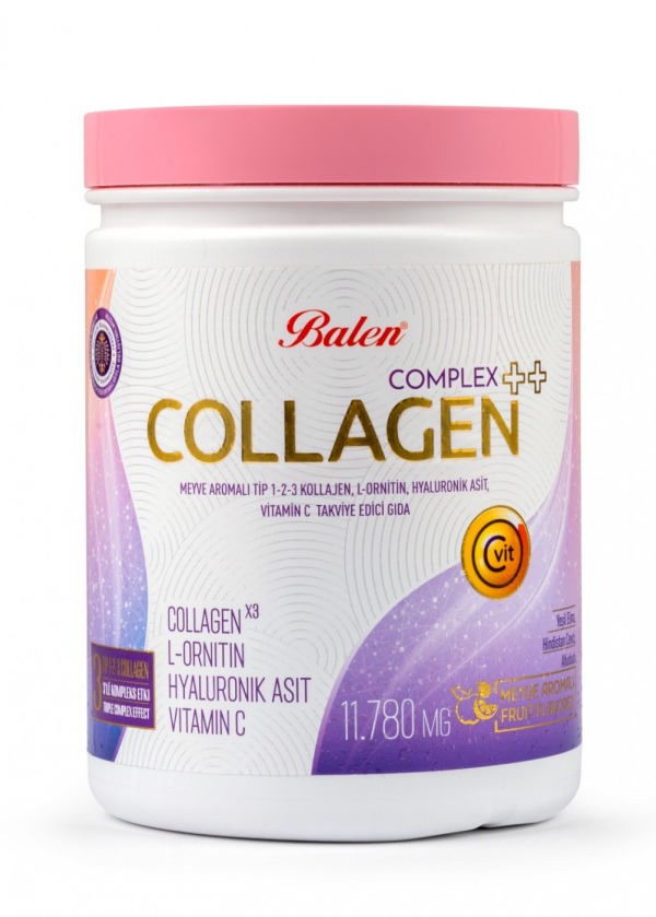 COLLAGEN COMPLEX ++ MEYVE AROMALI TİP 1,2,3 KOLAJEN , L-ORNİTİN, HYALURONİK ASİT, VİTAMİN C